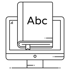 
An icon design of online library in flat design 
