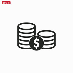 Coins icon vector . Dollar sign