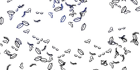 Light BLUE vector template with businesswoman signs.