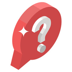 
Isometric design icon of faq, question mark inside chat bubble 
