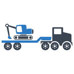 Heavy Equipment Transport Concept, Construction Machine Mover Vector Icon Design