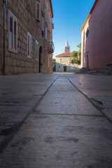 Streets of ancient city of Rab in Croatia