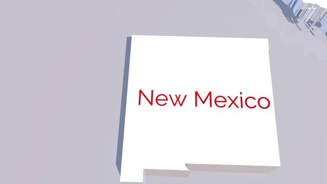 3d animated map showing the state of New Mexico from the united state of america. 3d map of New Mexico. 