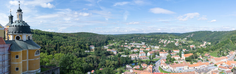 Obraz premium Panorama of the city of Vranov, South Moravia, Czech Republic