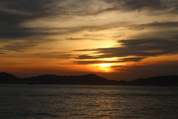 Beautiful sunset at Sai Wan, Hong Kong, Asia