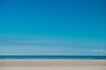Beautiful horizontal sea landscape during the day on the beach of the Wadden island of Ameland in the Netherlands
