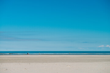 Beautiful horizontal sea landscape during the day on the beach of the Wadden island of Ameland in the Netherlands