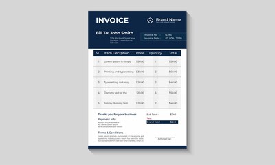 Dark Blue Invoice Design template