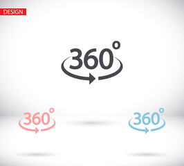 360 degree view vector icon isolated on white background Sign icon 360 degree angle. vector icon Geometric math symbol. vector icon full rotation