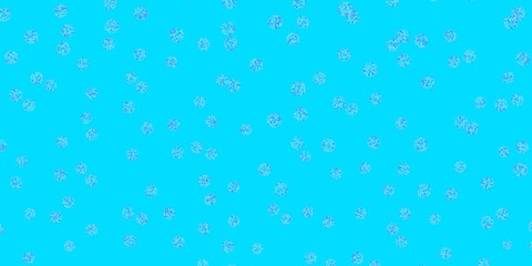 Light pink, blue vector doodle template with flowers.