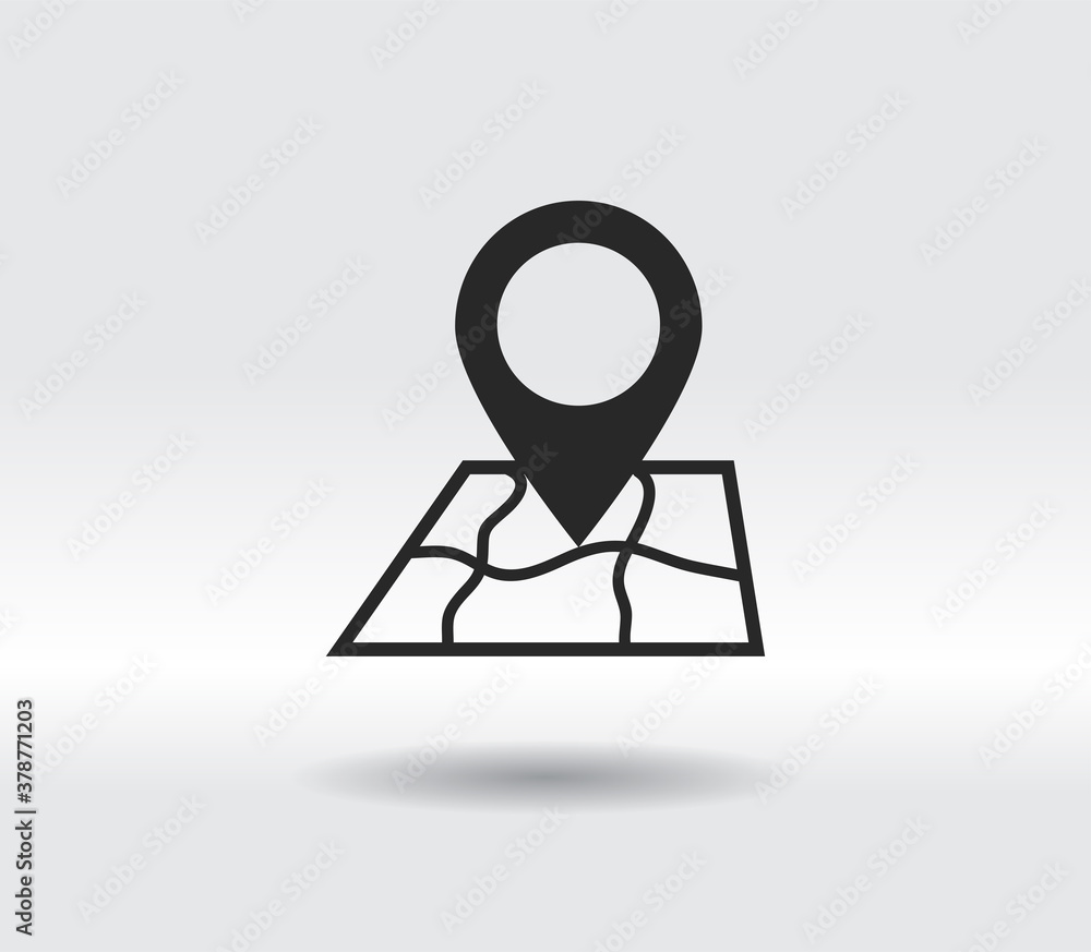 Poster map with pointer icon, vector illustration. flat design style