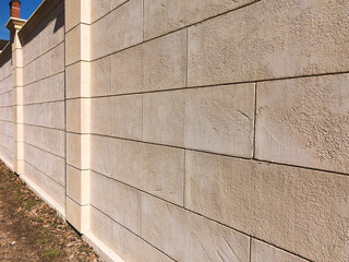 High fence creative square porous textured tiles in perspective. As a background for your art project