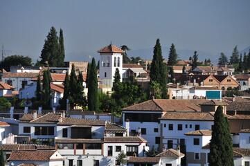 The minaret of the Great Mosque of Granada, Albaicin, Spain