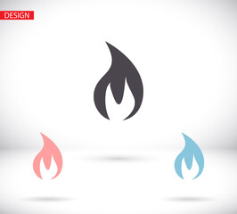 Fire flame icon. Black icon isolated on white background. Fire flame silhouette. Simple icon. Web site page and mobile app design vector