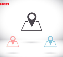 Map pointer icon. GPS location symbol. Flat design style. EPS 10 vector.