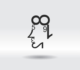 human face of the data figures. human face numbers. mathematical abstraction icon, vector illustrahuman face of the data figures
