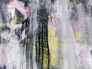 Rough paint dripping, spray paint artwork. Abstract background oil paint painting style. Damage to...