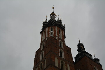 Fototapeta na wymiar tower of Santa MARIA church in KRAKOW