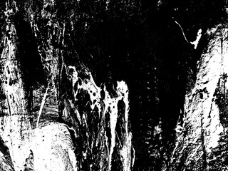 Obraz premium Weathered concrete wall. Rustic stone grit texture. Black stains and noise for distressed effect. Old worn vintage overlay. White paint brushed stroke. Monochrome old concrete wall background