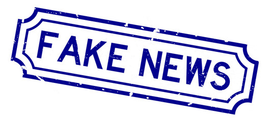 Grunge blue fake news word rubber business seal stamp on white background