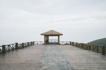 Platform with traditional pavilion on Wugong Mountain in Jiangxi, China