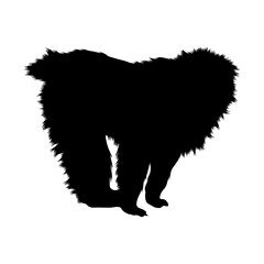Standing Japanese Macaque (Macaca fuscata) On a Side View Silhouette Found In Map Of Japan. Good To Use For Element Print Book, Animal Book and Animal Content