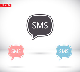 SMS mail vector icon. mail to receive SMS icon. mail to send SMS icon. mail for reading SMS flat