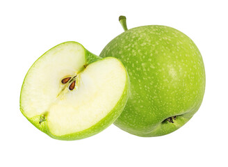 Fresh green apple isolated on white background with clipping path