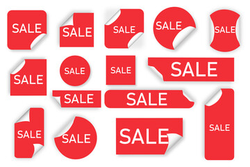 Price sale tags, red ribbon banners. Best choice 3d ribbon banners. New Collection Sale Tags.