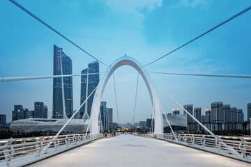 Nanjing City, Jiangsu Province, Nanjing Eye Pedestrian Bridge architectural landscape..