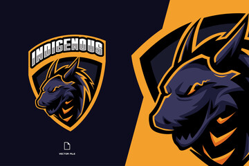 dark angry dragon mascot game logo for esport team illustration © eryusan