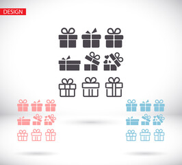 Obraz na płótnie Canvas gift boxes, vector work set icon festive box heart box