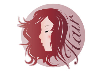 rote Mädchen Silhouette Haarfrisur Typografie Hair