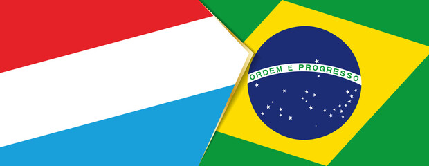 Luxembourg and Brazil flags, two vector flags.