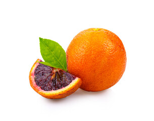 Fresh blood orange on white background
