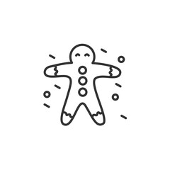 Gingerbread line icon. Ginger man cookies. New year celebration. Moments, details and festive decorations. Christmas and New Year holidays concept. Isolated vector illustration. Editable stroke 