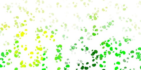 Light green, yellow vector pattern with abstract shapes.