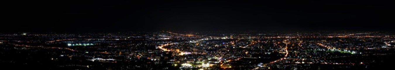 Fototapeta na wymiar Night cityscape panorama at Chiang Mai, Thailand