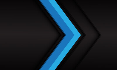 Abstract blue arrow 3D direction on dark grey metallic with blank space design modern luxury futuristic background vector illustration.