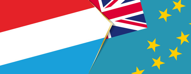 Luxembourg and Tuvalu flags, two vector flags.