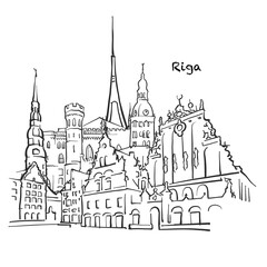 Fototapeta premium Famous buildings of Riga