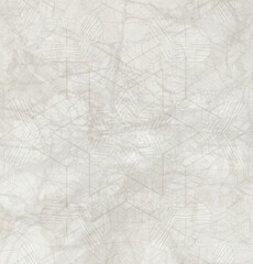 Old wallpaper with a geometric pattern. Destroyed surface.
