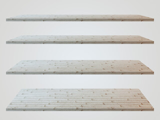 4 gray brick shelf isolated on a gray background with clipping path.3D illustration.