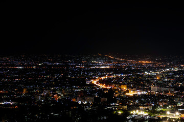Fototapeta na wymiar Night cityscape panorama at Chiang Mai, Thailand