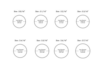 Round Bangle Size Chart From Size 2.00 to 2.70 approximation