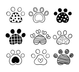 Draw collection silhouette pet paw for cut file print on T-shirt. © anchalee