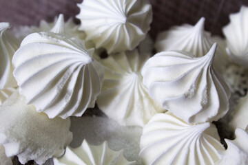 Fototapeta na wymiar Homemade white meringue cakes dessert