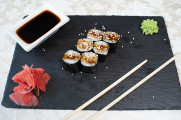 Delicious, juicy maki with eel