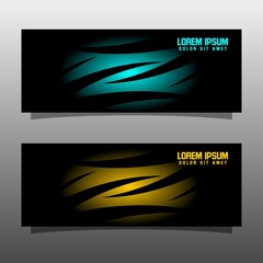 Abstract black banner technology concept design. Glossy gold and blue color