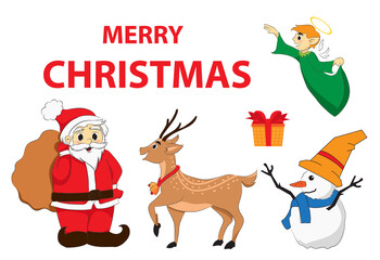 santa claus and reindeer  cute illustration